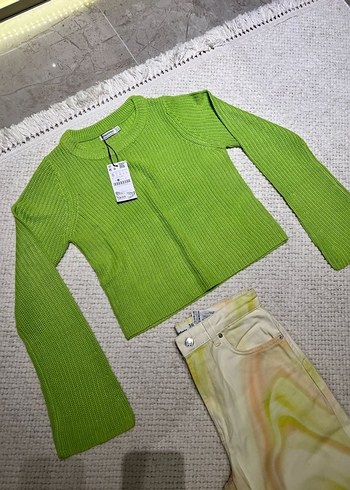 Yeşil Crop Triko Kadın Kazak - Görsel 2