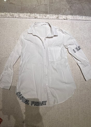 Beyaz Uzun Kollu Rahat Kesim Gömlek - Görsel 2