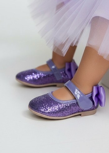 Parlak Mor Kız Çocuk Babet Ayakkabı - Görsel 2