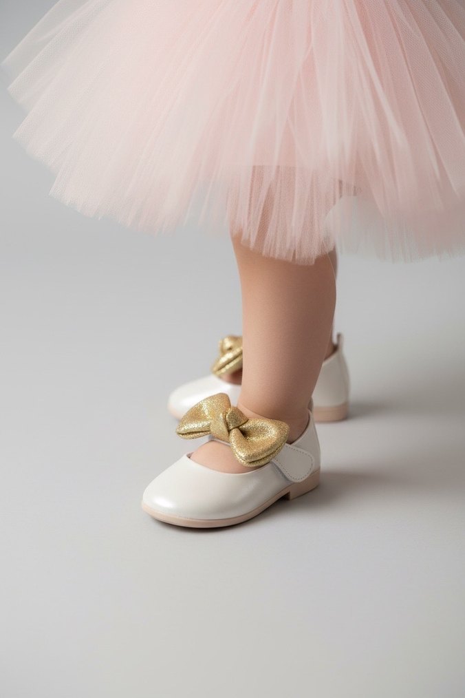 Kız Çocuk Beyaz Fiyonklu Babet Ayakkabı - Görsel 2