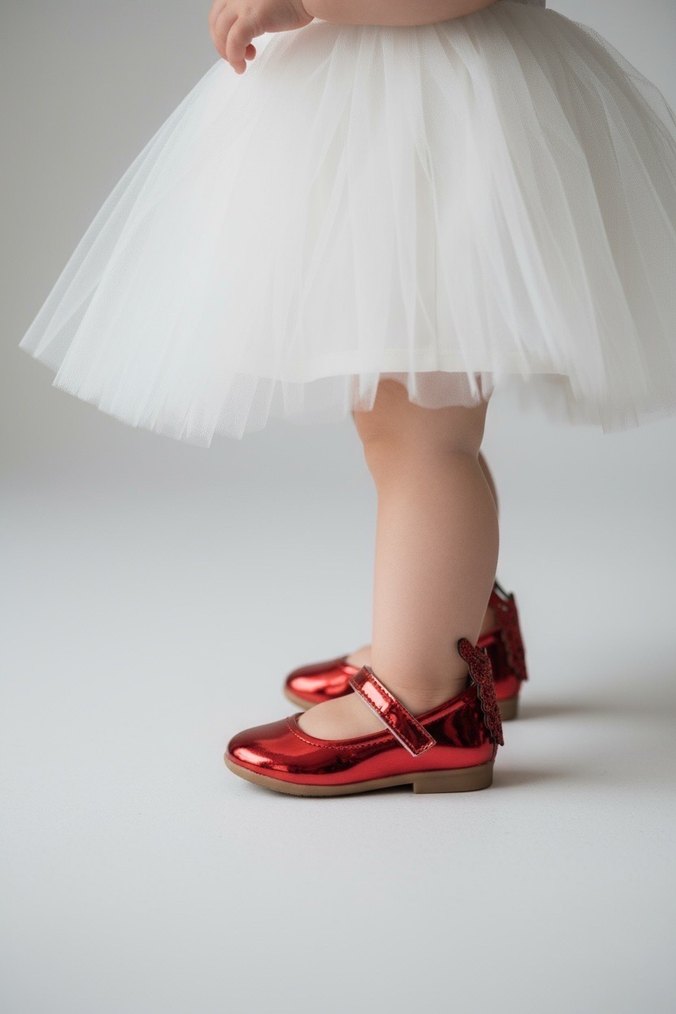 Kızlar İçin Kırmızı Fırfırlı Babet Ayakkabı - Görsel 2