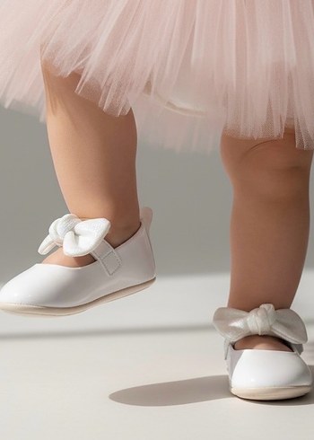 Kız Çocuk Beyaz Fiyonk Detaylı Babet - Görsel 2