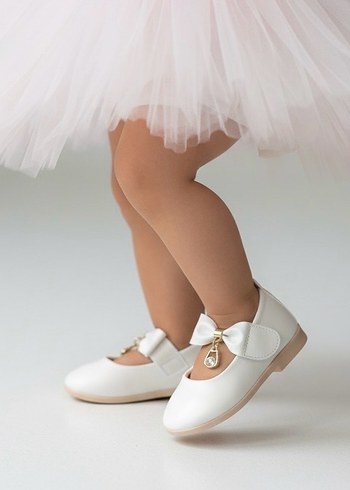 Kız Çocuk Beyaz Fiyonklu Babet Ayakkabı - Görsel 2