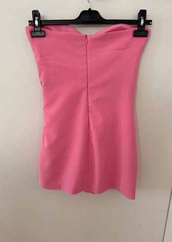 Zara Pembe Drapeli Straplez Mini Şortlu Elbise - Görsel 4