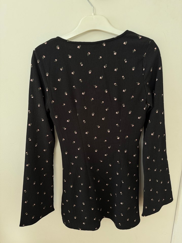 XXS, V Yaka Siyah Uzun Kollu Mini Elbise - Görsel 2