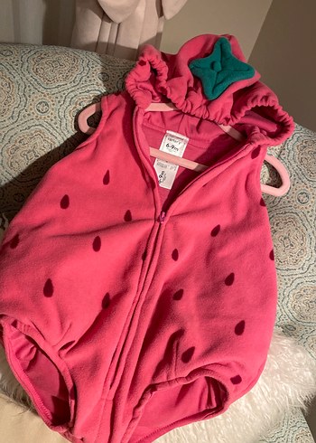 Kız Çocuk Pembe Kapüşonlu Fermuarlı Yelek - Görsel 4