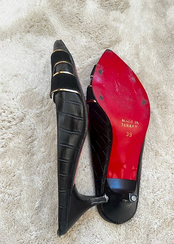 Hermes Kadın Siyah Tokalı Topuklu Terlik - Görsel 3