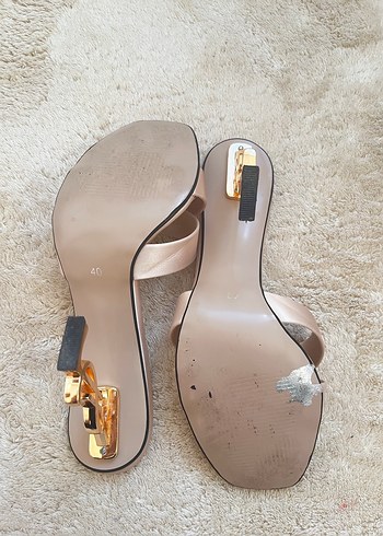 Bej Parlak Yılan Desenli Stiletto Kadın Ayakkabı - Görsel 2