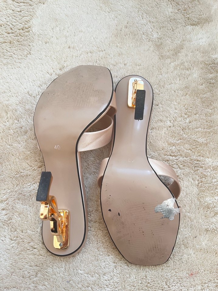 Bej Parlak Yılan Desenli Stiletto Kadın Ayakkabı - Görsel 2