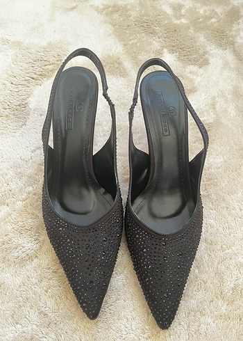 Siyah Payetli Stiletto Topuklu Kadın Ayakkabı - Görsel 2