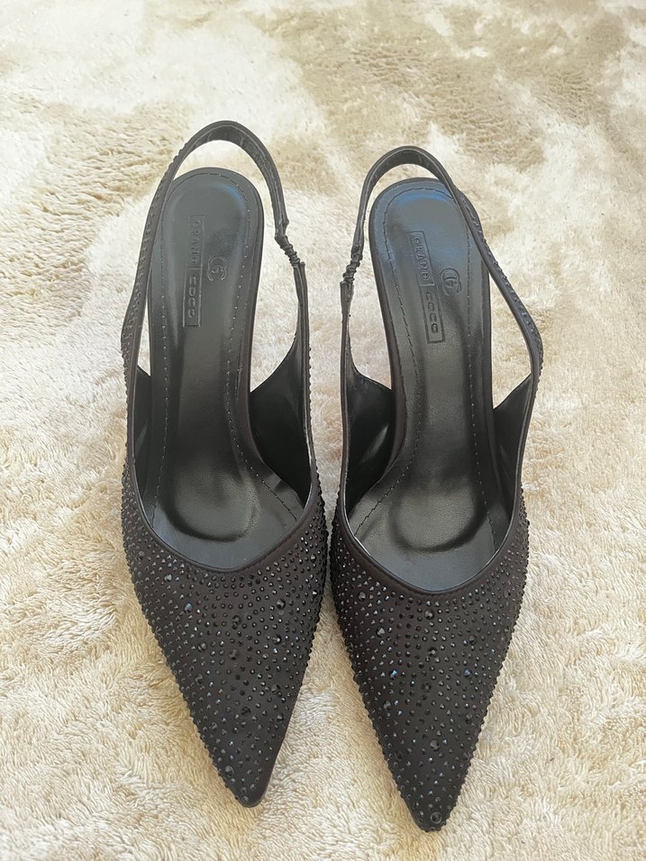 Siyah Payetli Stiletto Topuklu Kadın Ayakkabı - Görsel 2