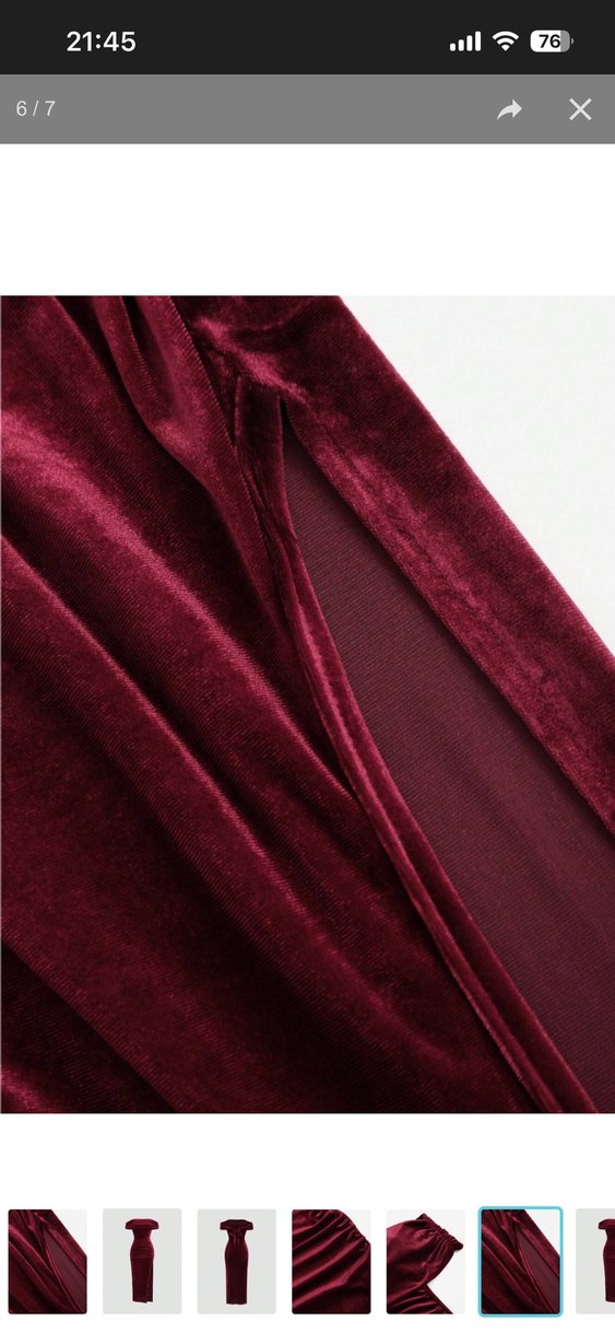 Bordo Drapeli Uzun Kadın Elbise - Görsel 3