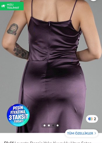 Mor Drapeli Uzun Abiye Elbise - Görsel 3