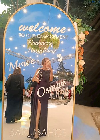 Mor Drapeli Uzun Abiye Elbise - Görsel 6