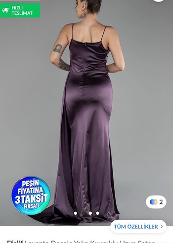 Mor Drapeli Uzun Abiye Elbise - Görsel 2