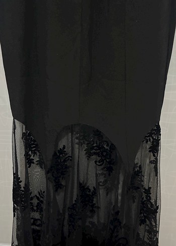 Siyah Straplez Uzun Kadın Abiye Elbise - Görsel 6