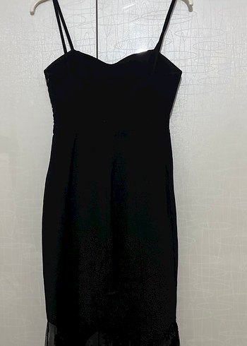 Siyah Straplez Uzun Kadın Abiye Elbise - Görsel 4