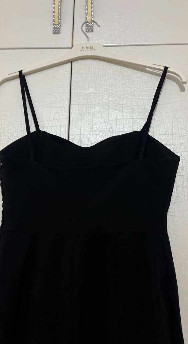 Siyah Straplez Uzun Kadın Abiye Elbise - Görsel 5