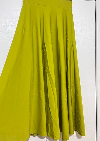 Drapeli Yeşil Uzun Kadın Etek - Görsel 2