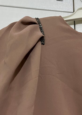 Pudra pembe Uzun Kollu Midi Elbise - Görsel 2