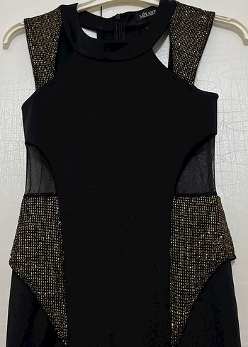 Siyah Drapeli Uzun Kadın Abiye Elbise - Görsel 3