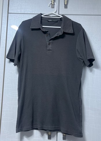 Erkek Siyah Keten Polo Tişört - Görsel 3