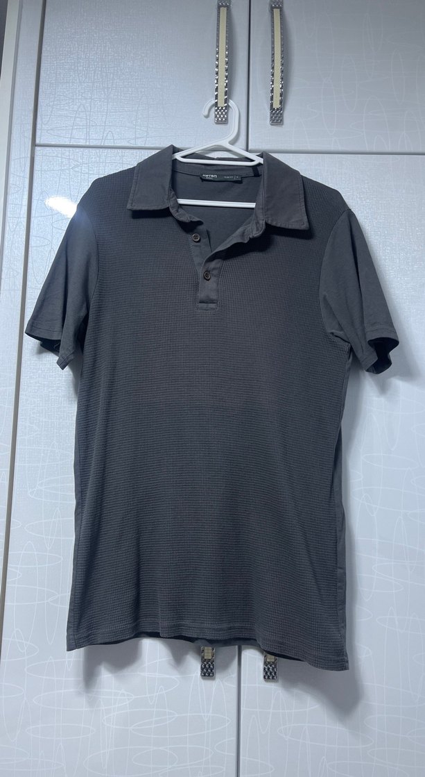 Erkek Siyah Keten Polo Tişört - Görsel 3