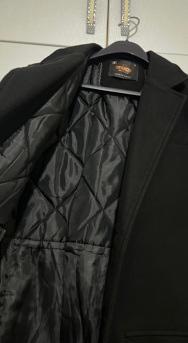 Siyah Düğmeli Erkek Midi Kaban - Görsel 2