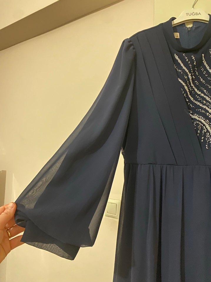 LACİVERT TESETTÜR ABİYE - Görsel 3