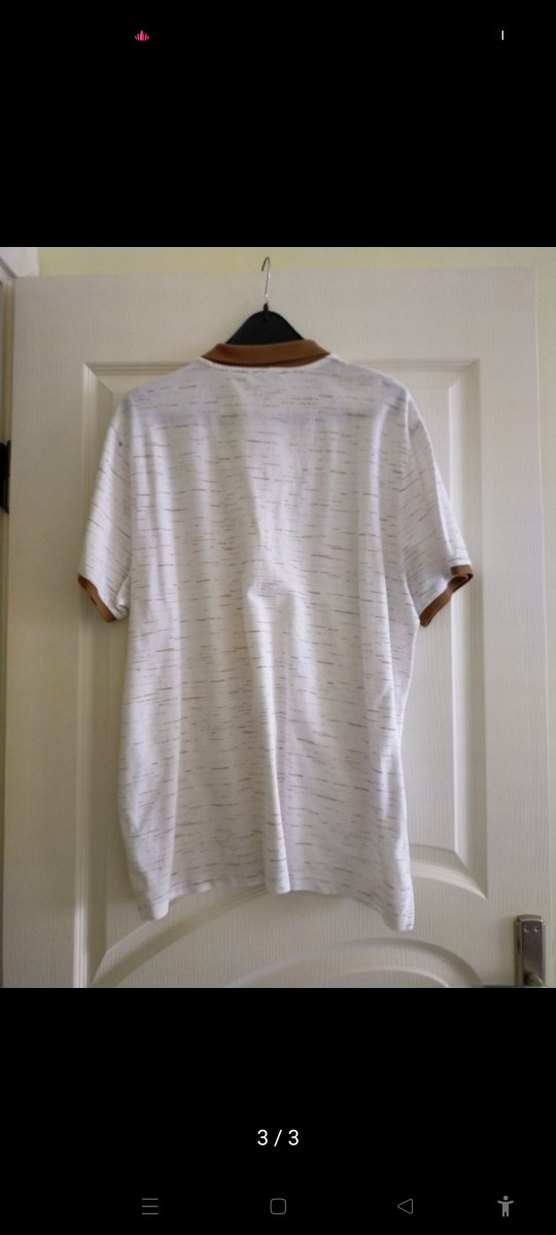 Beyaz Baskılı Beyaz Keten Polo Tişört - Görsel 2