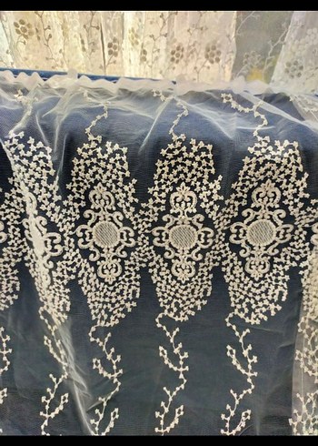 Beyaz İşlemeli Geleneksel Tül Perde - Görsel 3