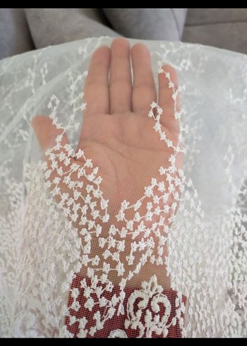 Beyaz İşlemeli Geleneksel Tül Perde - Görsel 4