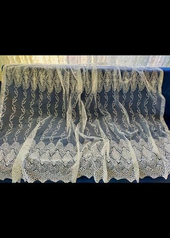 Beyaz İşlemeli Geleneksel Tül Perde - Görsel 2