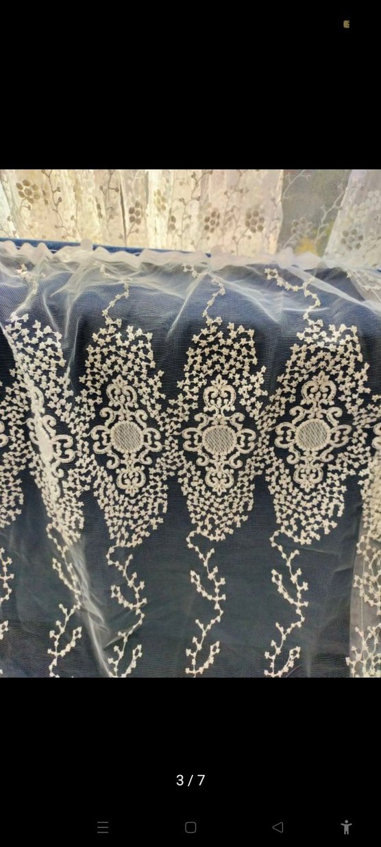 Beyaz İşlemeli Geleneksel Tül Perde - Görsel 3