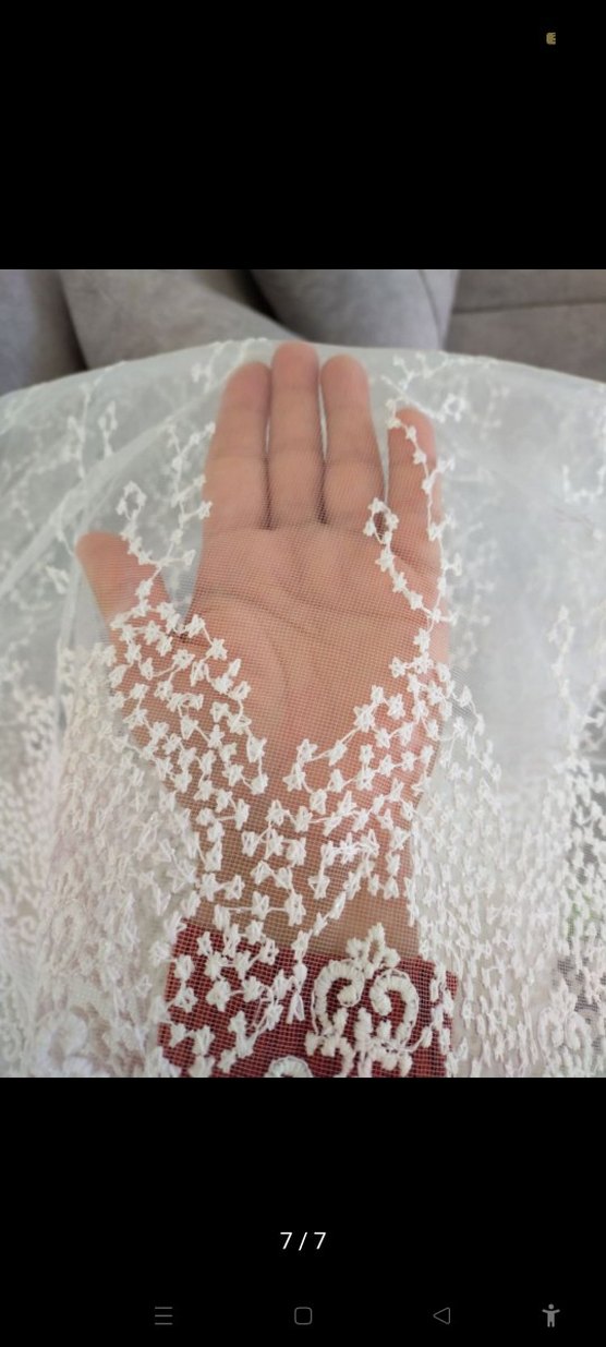 Beyaz İşlemeli Geleneksel Tül Perde - Görsel 4