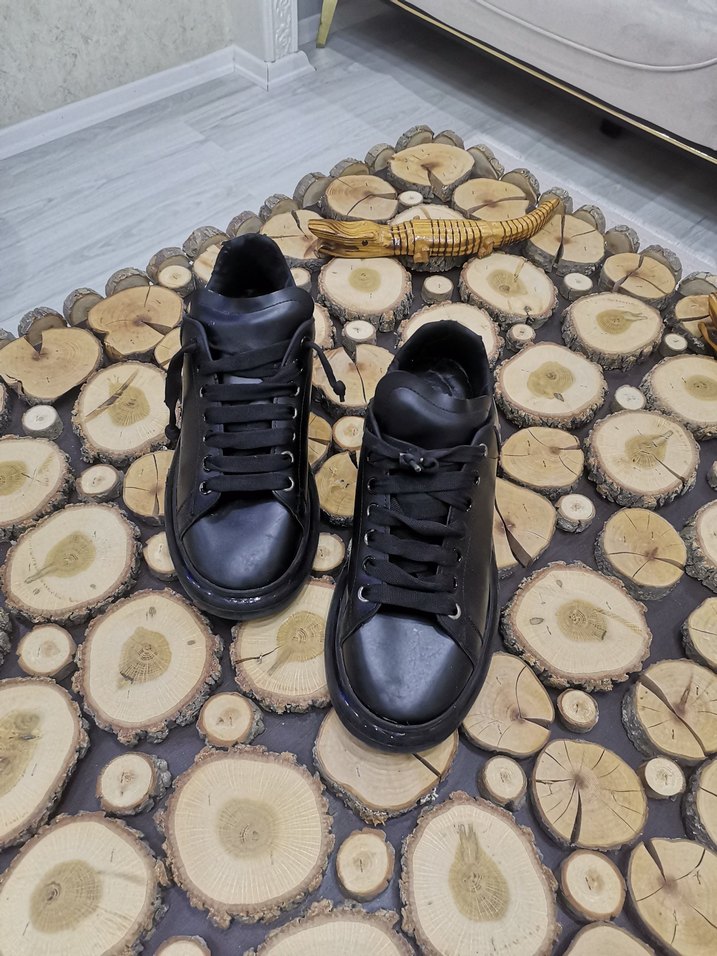 Siyah Yılan Desenli Bağcıklı Erkek Spor Ayakkabı - Görsel 2