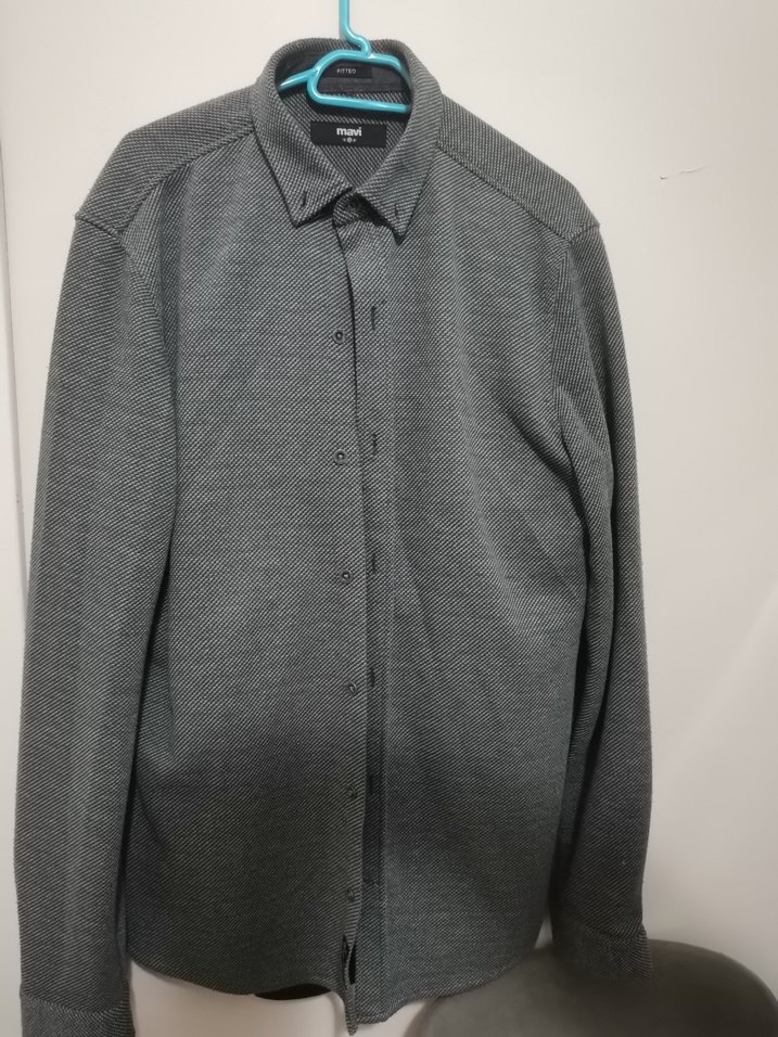 Gri Erkek Uzun Kollu Düğmeli Gömlek - Görsel 2