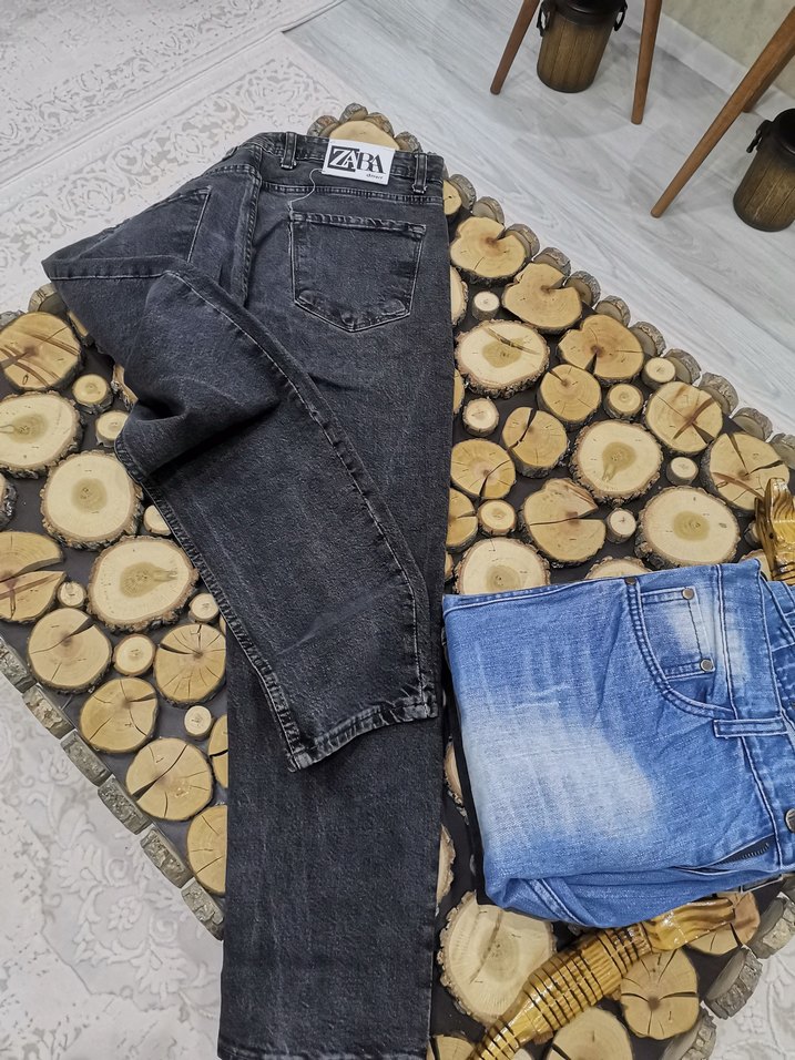 Erkek Mavi Denim Bağlamalı Günlük Kot Pantolon - Görsel 4