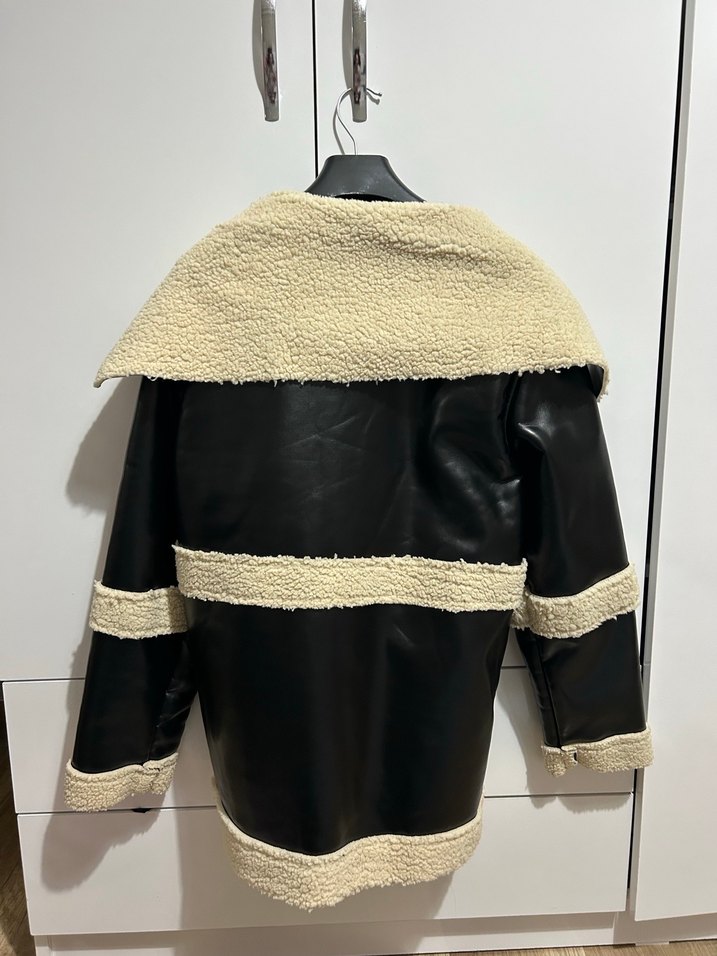 Kürklü Siyah Deri Kadın Ceket - Görsel 2