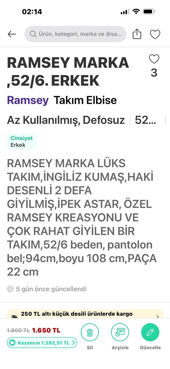 Erkek TAKIM ELBiSE, RAMSEY MARKA HAKİ DESENLİ - Görsel 5