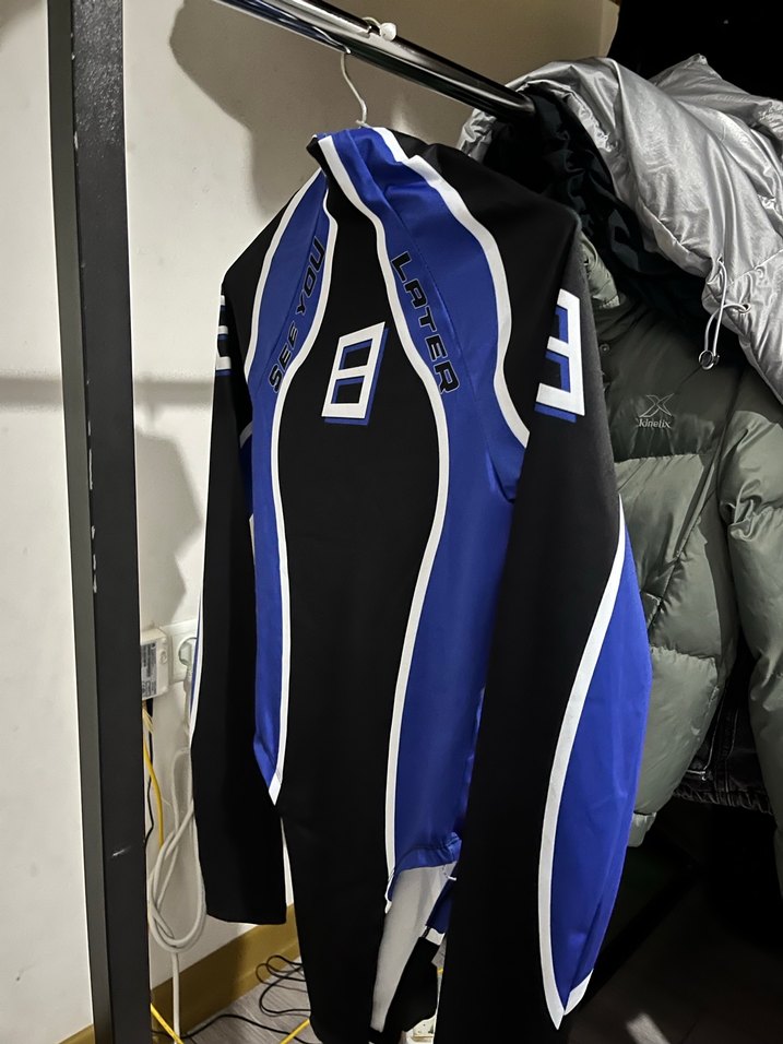 Uzun Kollu Mavi Biker Tarzı kadın çıt çıtlı boody - Görsel 2