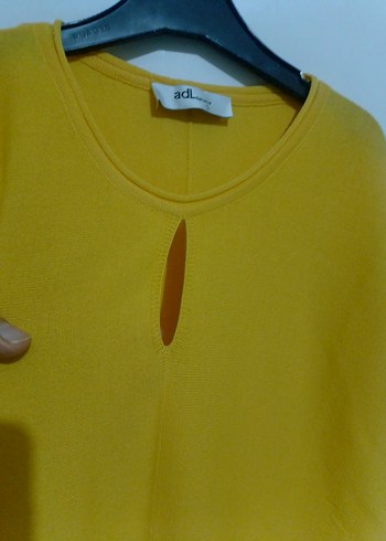 Sarı Kısa Kollu Salaş Kadın Bluz - Görsel 3