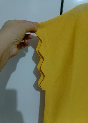 Sarı Kısa Kollu Salaş Kadın Bluz - Görsel 7