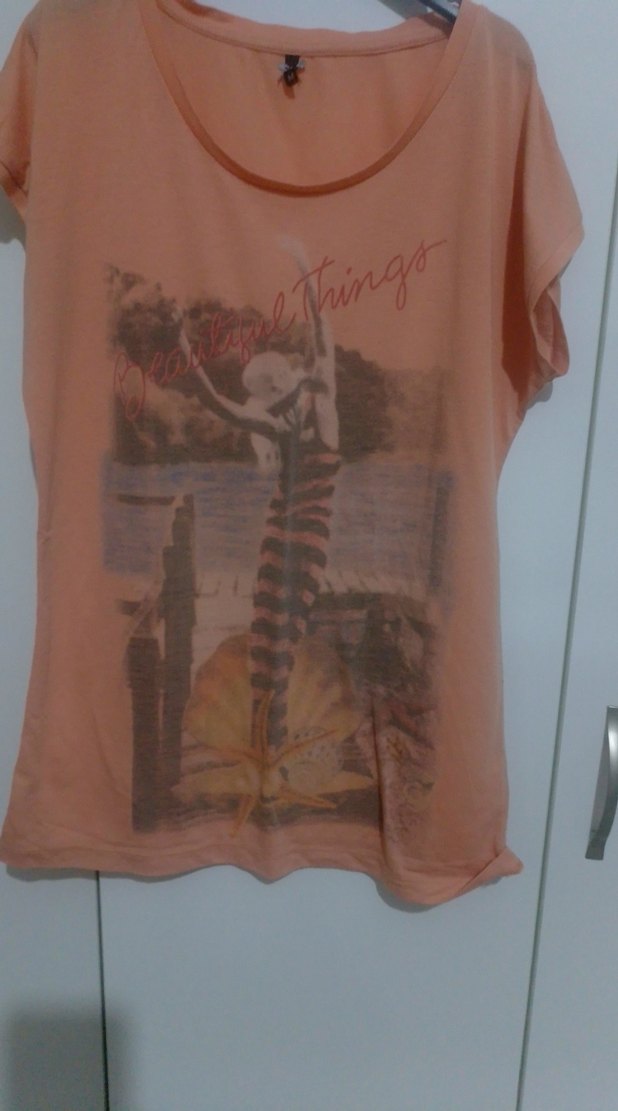 turuncu Baskılı  Kısa Kollu, Bol Kesim tişört - Görsel 5