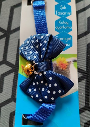 Mavi Puantiyeli Kedi Tasması Zilli - Görsel 2