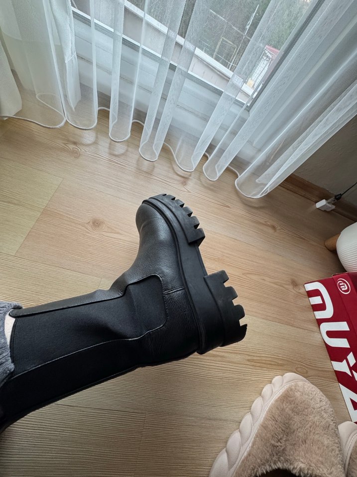 Siyah  Platform Topuklu Kadın Bot - Görsel 5