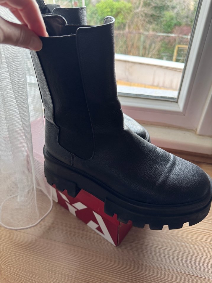 Siyah  Platform Topuklu Kadın Bot - Görsel 4