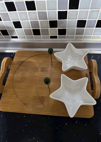 Bambum Beyaz Ay ve Yıldız Şekilli peynir sunum Tabak Seti - Görsel 6