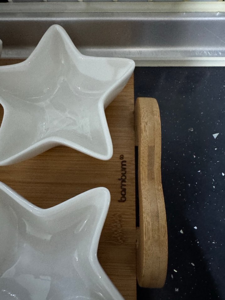 Bambum Beyaz Ay ve Yıldız Şekilli peynir sunum Tabak Seti - Görsel 3