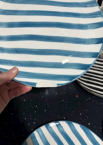 Renkli Çizgili Seramik Tabak Seti - Görsel 5